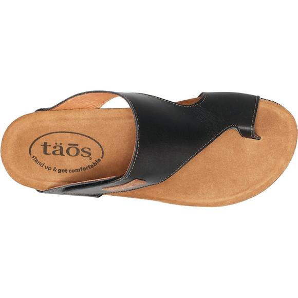 NEW TAOS women's loop leather casual thong sandals in black - Picture 3 of 4